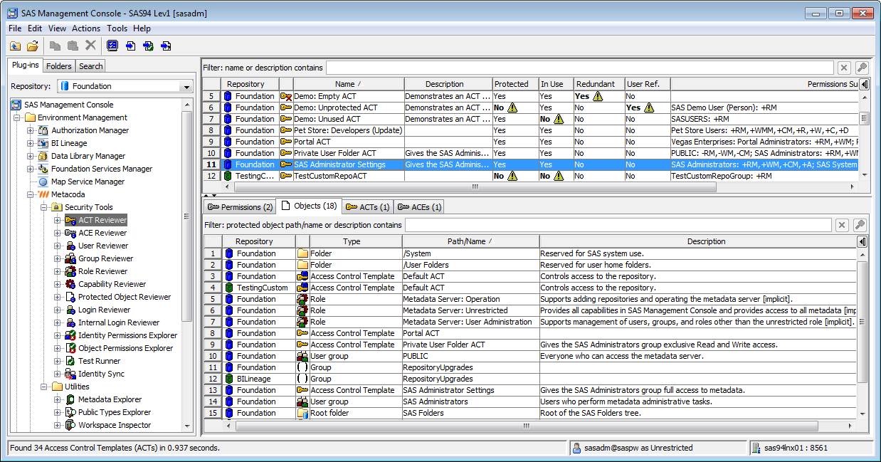 Metacoda Security Plug-ins: ACT Reviewer (Objects Tab)