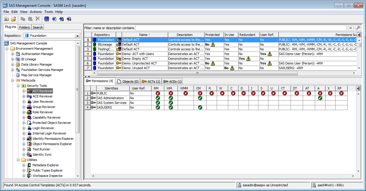 Metacoda Security Plug-ins: ACT Reviewer (Permissions Tab)
