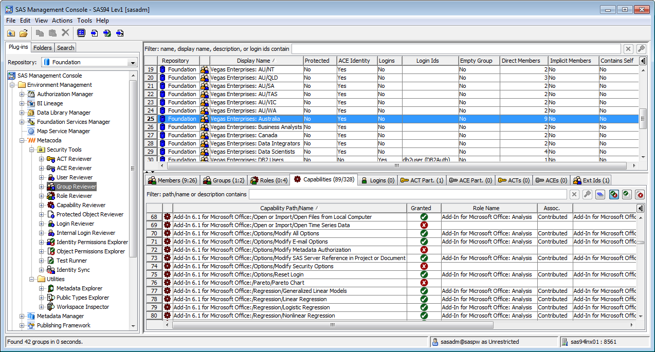 Metacoda Security Plug-ins: Group Reviewer (Capabilities Tab)