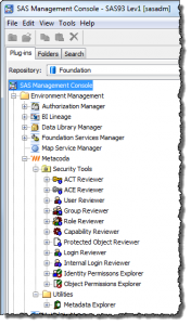 Metacoda Plug-ins 3.0 viewed in SAS® Management Console 9.3 Plug-ins Tab