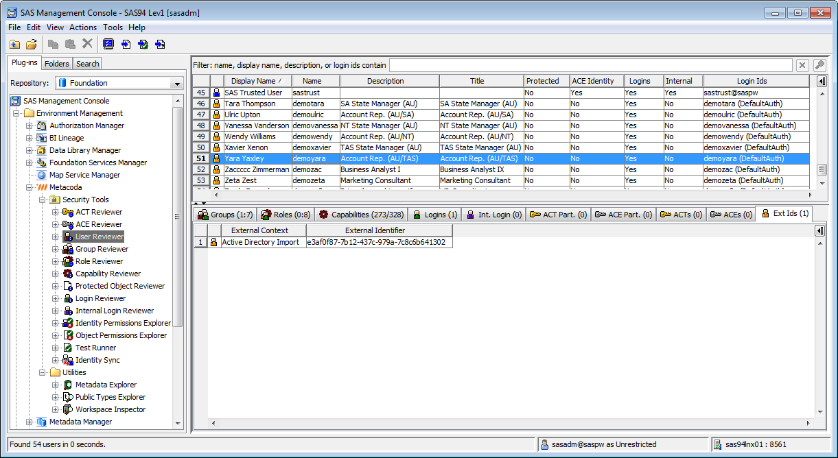 Metacoda Security Plug-ins: User Reviewer (External Identities Tab)