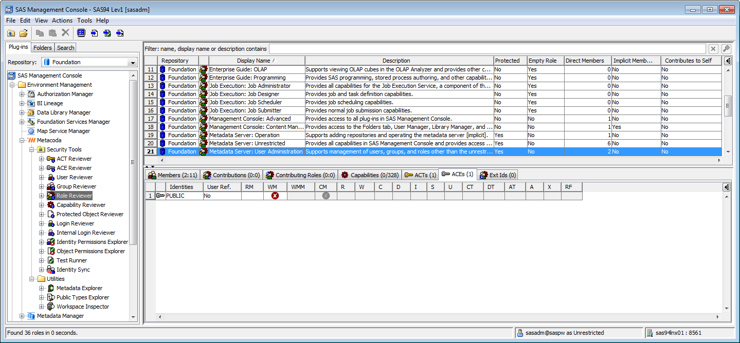 Metacoda Security Plug-ins: Role Reviewer (ACE Protections Tab)