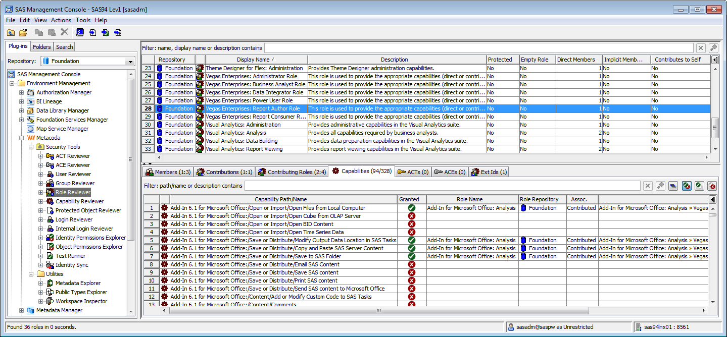 Metacoda Security Plug-ins: Role Reviewer (Capabilities Tab)