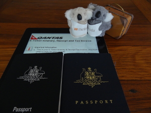Metacoda Koalas Qantas Ticket and Bag ready