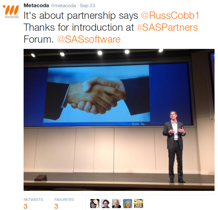 SAS Partners Forum Metacoda Tweet