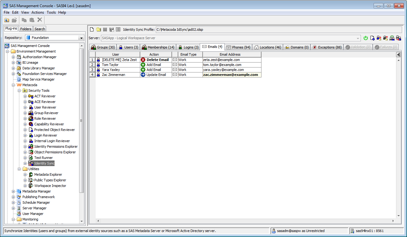 Metacoda Security Plug-ins: Identity Sync (Emails Tab)
