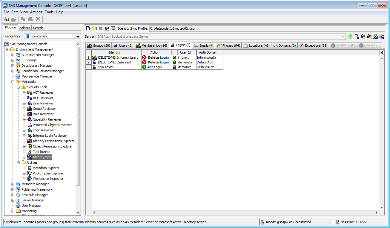Metacoda Security Plug-ins: Identity Sync (Logins Tab)
