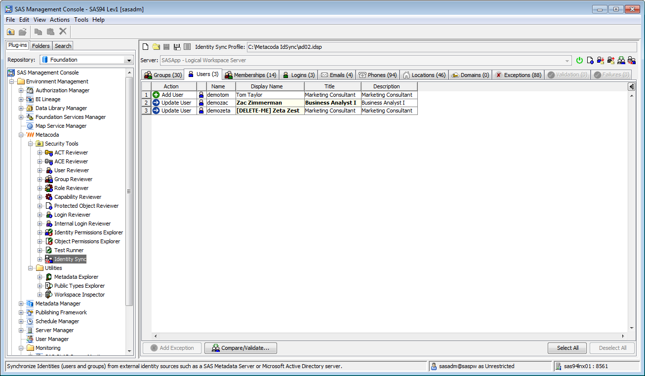 Metacoda Security Plug-ins: Identity Sync (Users Tab)