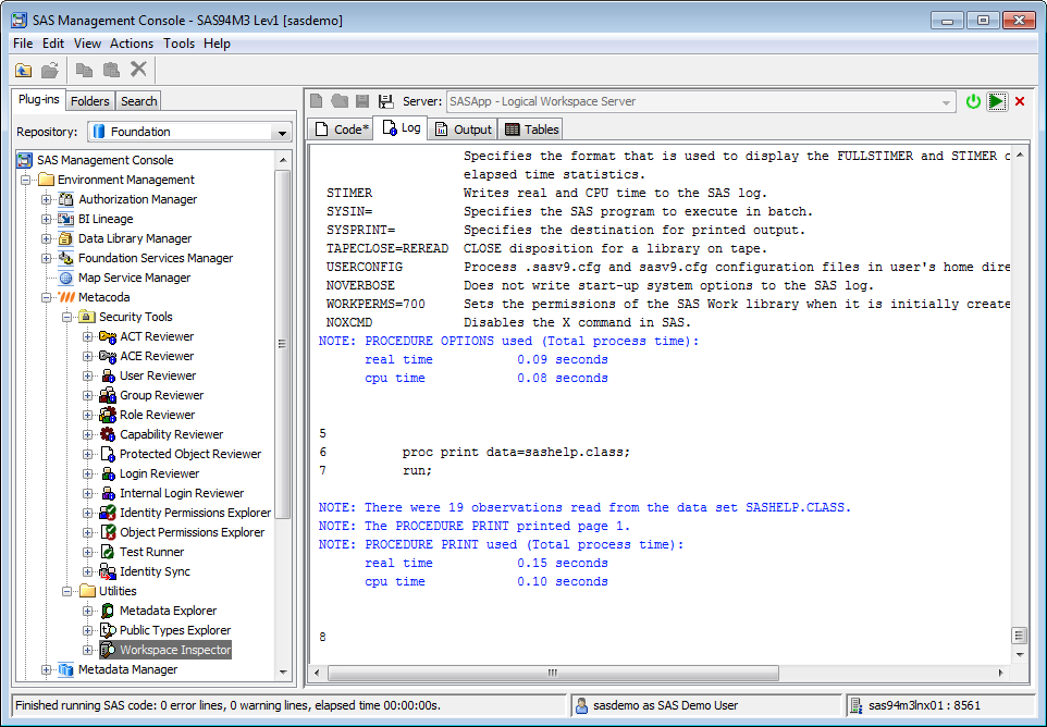 Metacoda Utility Plug-ins: Workspace Inspector (Log Tab)