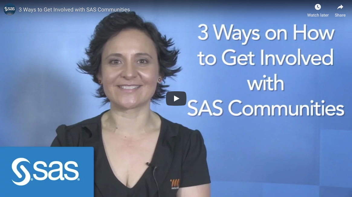 YouTube video - 3 ways to get involved with SAS Communities