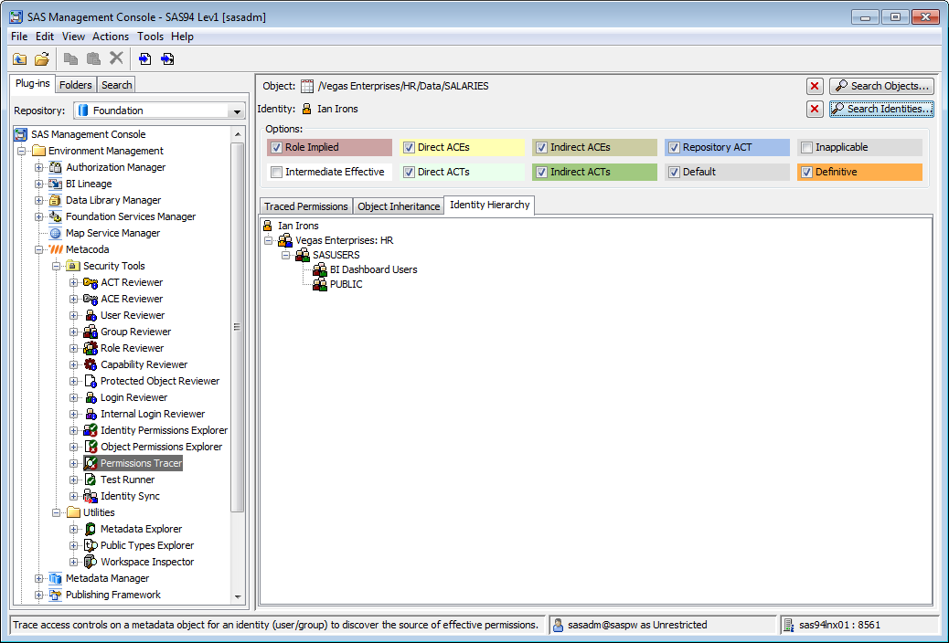 Metacoda Security Plug-ins: Permissions Tracer Plug-in (Identity Hierarchy Tab)