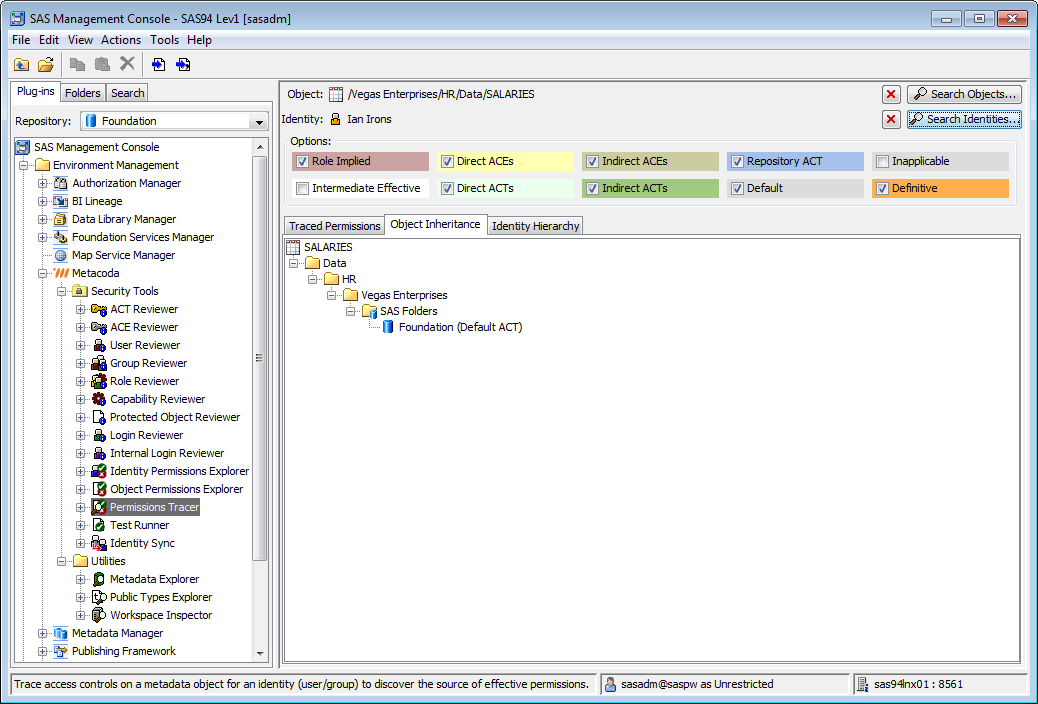 Metacoda Security Plug-ins: Permissions Tracer Plug-in (Object Inheritance Tab)
