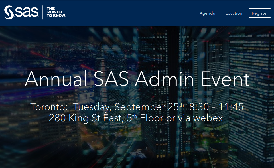 Annual SAS admin event - Toronto