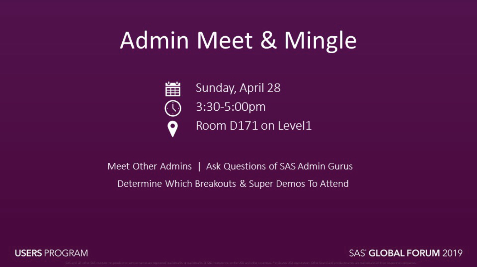 SASGF SAS Admin Meet & Mingle