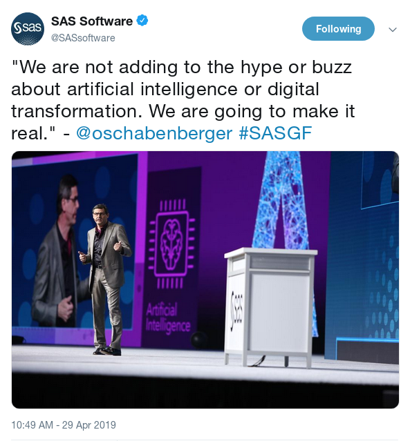 SAS Software SASGF AI Tweet