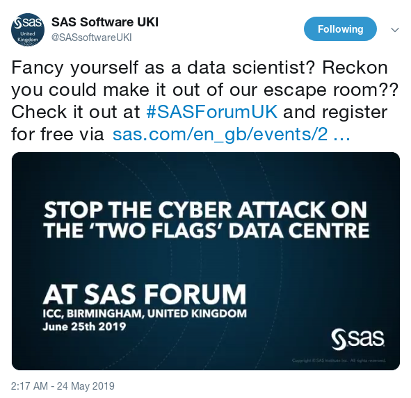 #SASForumUK - Data Science Escape Room