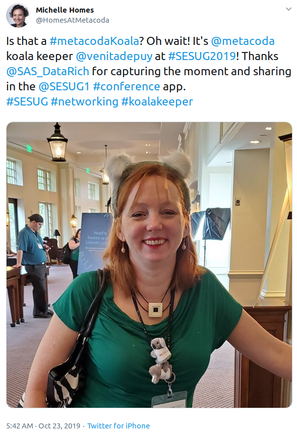 Venita DePuy Koala Keeper at SESUG 2019