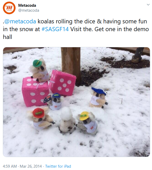 Metacoda koalas in the snow at SASGF 2014