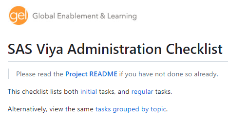 SAS Viya Administration Checklist